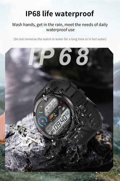 Reloj inteligente LIGE con batería grande de 600 mAh para hombre, reloj inteligente deportivo resistente al agua con llamadas Bluetooth y pantalla AMOLED.