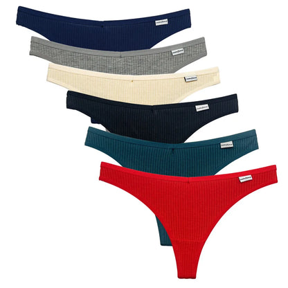 Conjunto de 5 bragas de algodón para mujer, tanga, ropa interior sexy, lencería femenina, bragas íntimas de color liso.
