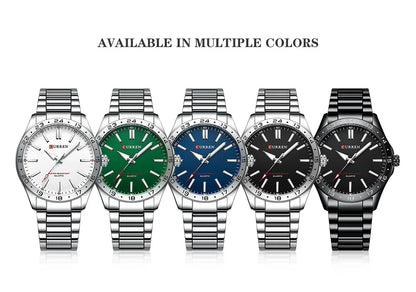 CURREN 8452 Reloj de cuarzo para hombre, sencillo, moderno, para ocio y negocios, con correa de acero inoxidable negra y plateada.