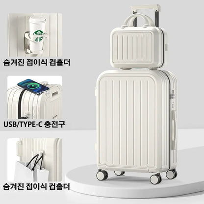 Maleta de 20, 22, 24, 26 y 28 pulgadas con ruedas y portavasos, ideal para viajes de negocios.
