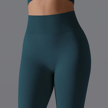 Leggings deportivos de yoga para mujer, sin costuras, cintura alta, elásticos, color sólido, para gimnasio, correr, secado rápido, realce y efecto moldeador.
