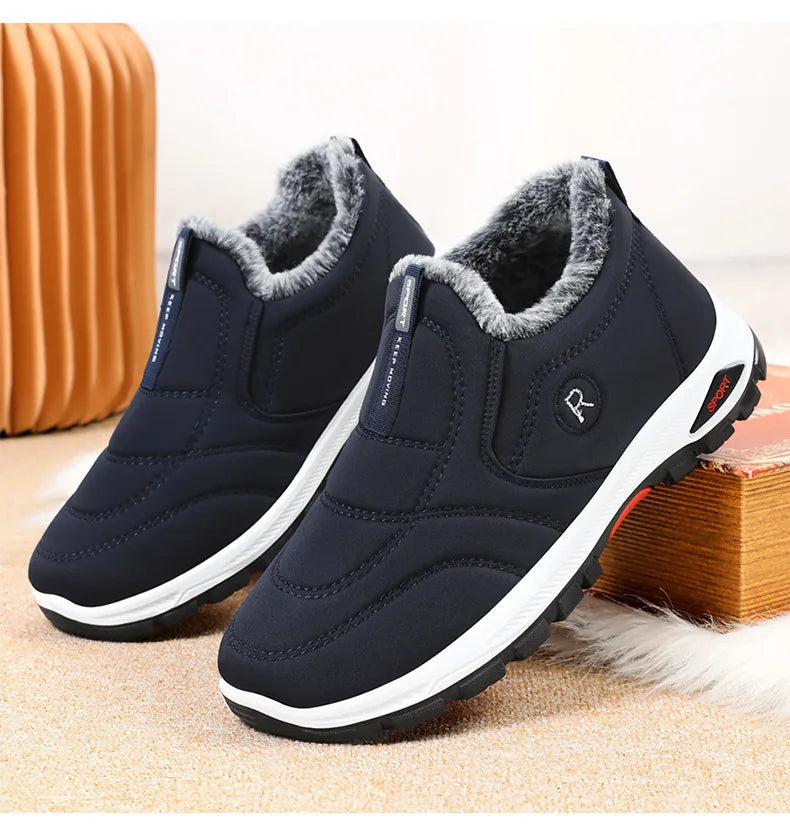 Zapatillas de deporte para hombre, botines de nieve de algodón cálido, zapatos casuales, zapatos de diseñador, botas de nieve impermeables, envío gratuito.