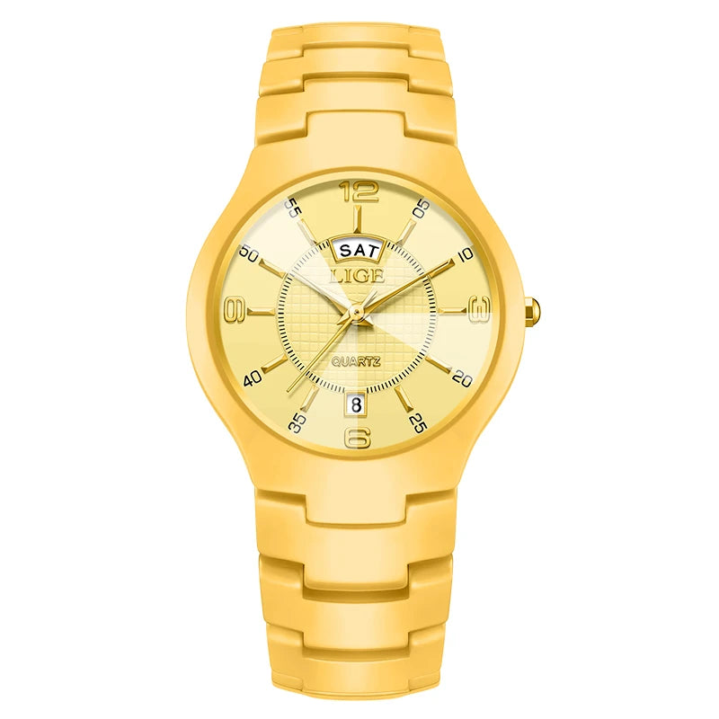 Reloj de cuarzo de cerámica de moda LIGE para mujer, reloj deportivo informal con fecha semanal, reloj creativo de acero resistente al agua para mujer