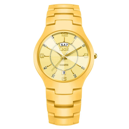 Reloj de cuarzo de cerámica de moda LIGE para mujer, reloj deportivo informal con fecha semanal, reloj creativo de acero resistente al agua para mujer