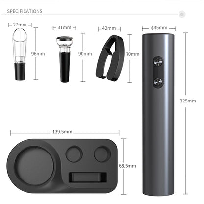 Abridor de botellas de vino eléctrico, sacacorchos automático con aireador, vertedor y cortador de papel de aluminio para cocina, bar, fiestas, regalos, batería.