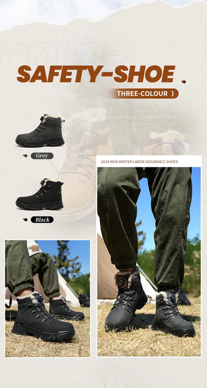 Botas de trabajo de seguridad de invierno para hombre y mujer, tallas 47 y 48, impermeables, ligeras, con puntera de acero, calzado de seguridad protector para hombre.