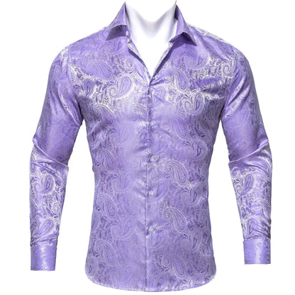Camisas clásicas negras estampadas y bordadas para hombre, solapa de seda, manga larga, corte formal exquisito, ideales para eventos de negocios y fiestas. Barry.Wang CY-0407