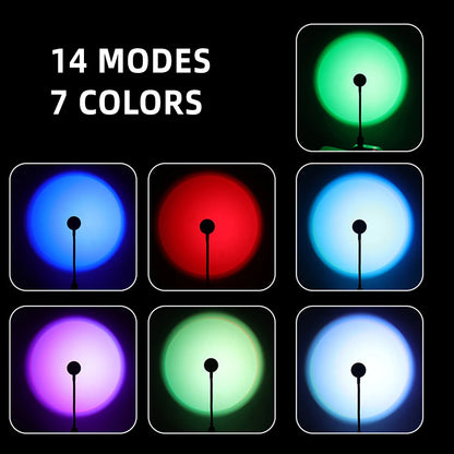 Lámpara de proyección LED de atardecer con arcoíris, luz nocturna de ambiente, luz de relleno para fotografía, artefacto creativo para decoración de habitación, regalo