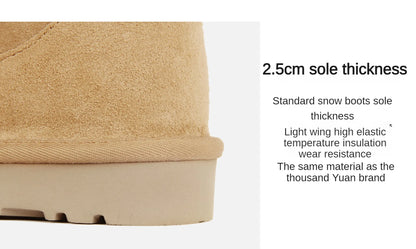 Botas de nieve integradas de piel de oveja y lana para hombres y mujeres, cuero auténtico y piel, botas de invierno gruesas y cálidas para mujer.