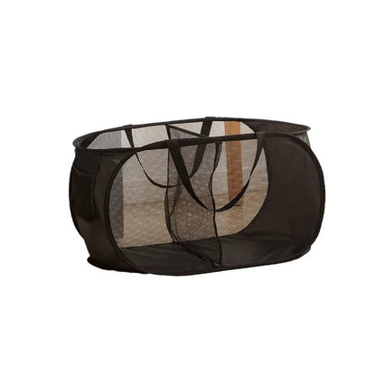 Cesta de lavandería plegable y duradera, cesta de lavandería de malla desplegable con bolsillo lateral, cesta de almacenamiento de ropa plegable con refuerzo