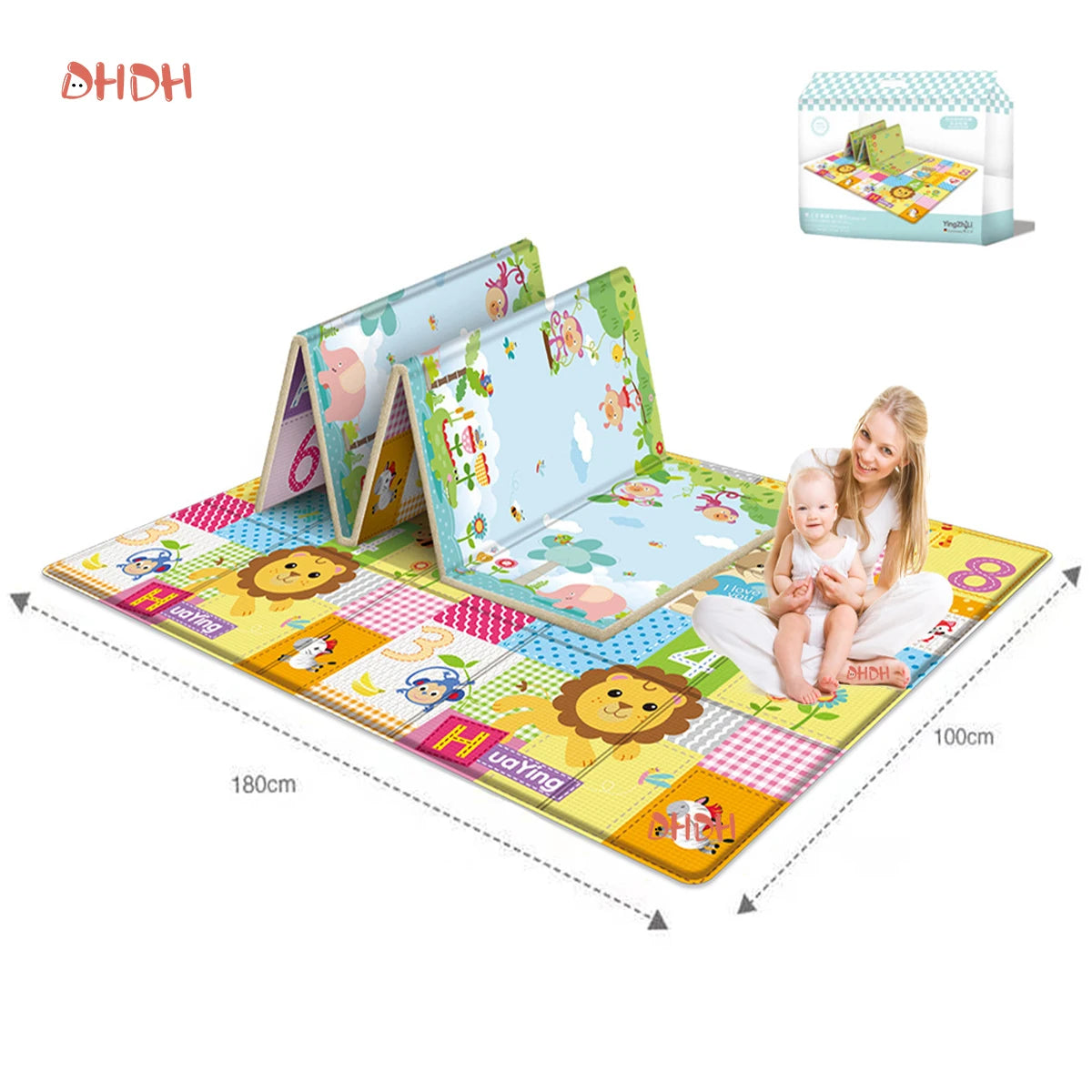 Alfombra plegable de doble cara para niños, tapete de juegos con dibujos animados para bebés, alfombra educativa para actividades para bebés, impermeable y fácil de guardar.