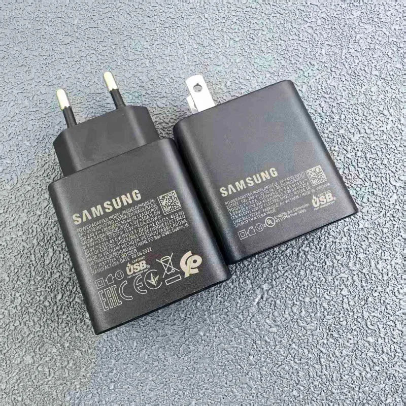 Cargador Samsung EP-T4510 de 45 W PD, carga súper rápida para Galaxy S25 Ultra Plus S24 S23 A56 C55, adaptador EU/EE. UU./Reino Unido, cable tipo C de 1,8 m.