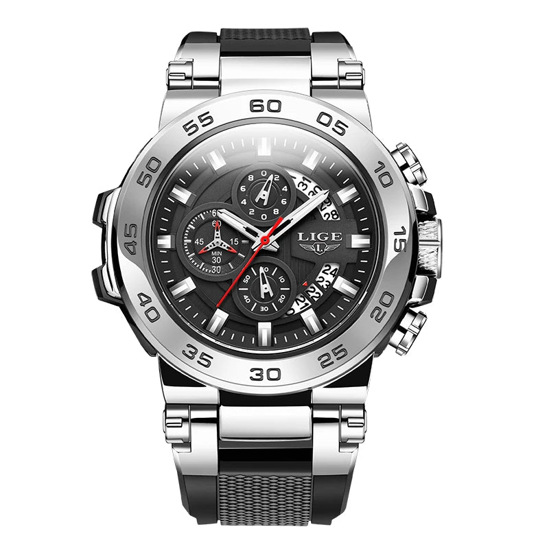 Relojes LIGE 2025 para hombre, nuevos, a la moda, con correa de silicona, sencillos, deportivos, militares, con fecha, resistentes al agua 50M, de cuarzo, para caballero, reloj + caja.