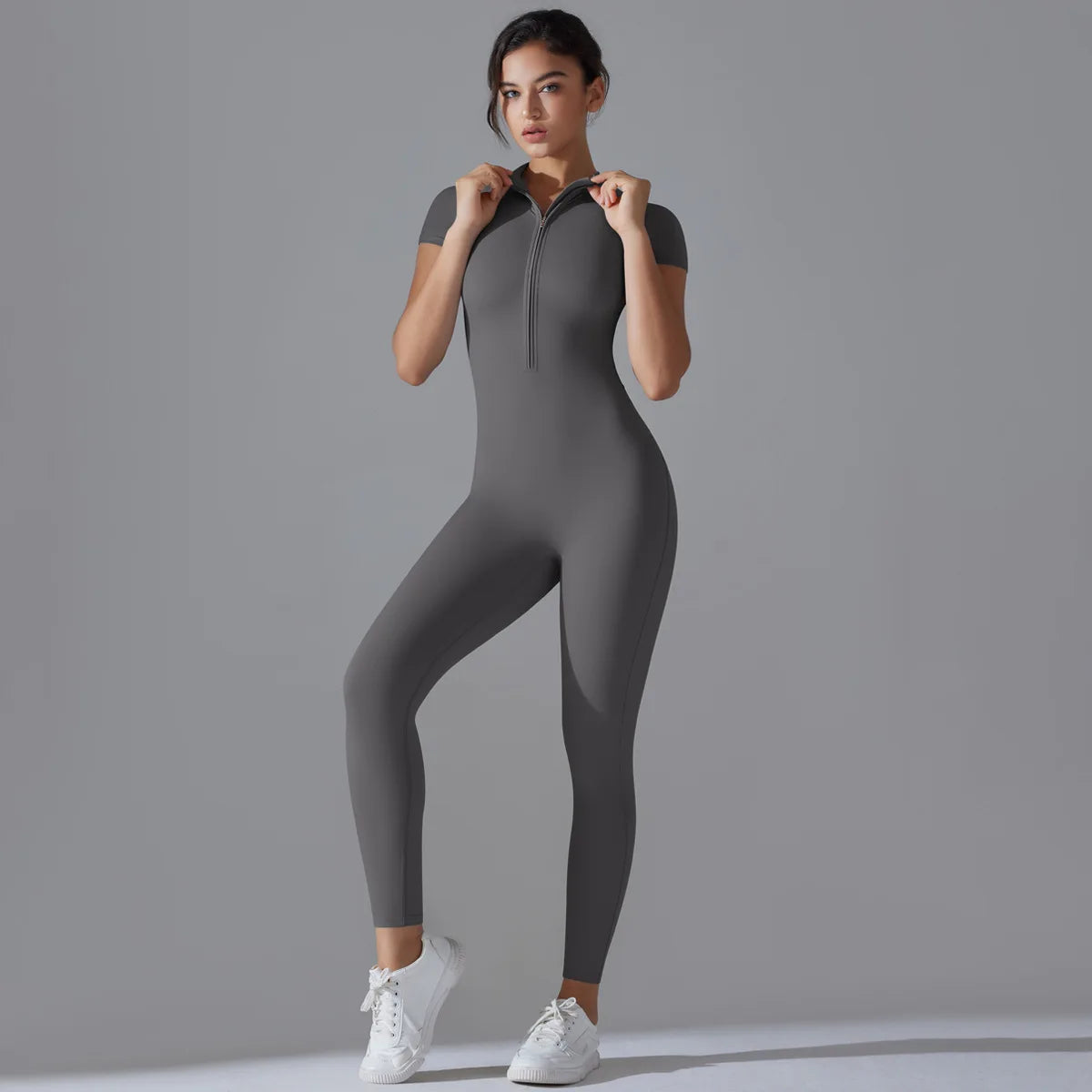 Women Zipper Bodysuits Fitness Sports Bodysuit Yoga Suit Breathable Quick Drying Sports Yoga Clothing Women Gym Push Up Workout