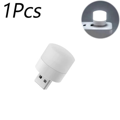 1/10 Mini Luz Nocturna USB Luz Blanca Cálida para Protección Ocular, Ideal para Leer, Leer y Cargar Dispositivos Móviles, Ordenadores y Ordenadores