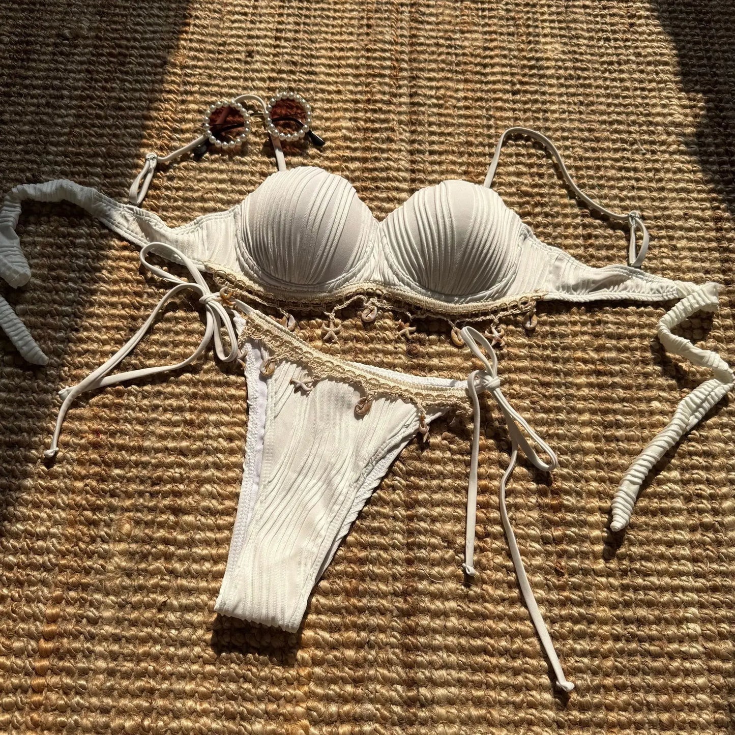 VigoBreviya 2025 Traje de baño de tiras sólidas para mujer Bikini sexy push up brasileño para mujer Traje de baño de playa para mujer Traje de baño de tanga de corte alto atado