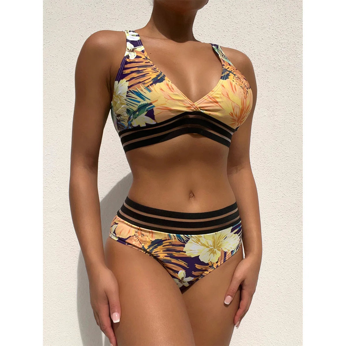 Bikini con estampado sexy de moda 2024 para mujer, traje de baño de cintura alta, traje de baño para mujer, traje de baño para natación, ropa de playa de verano