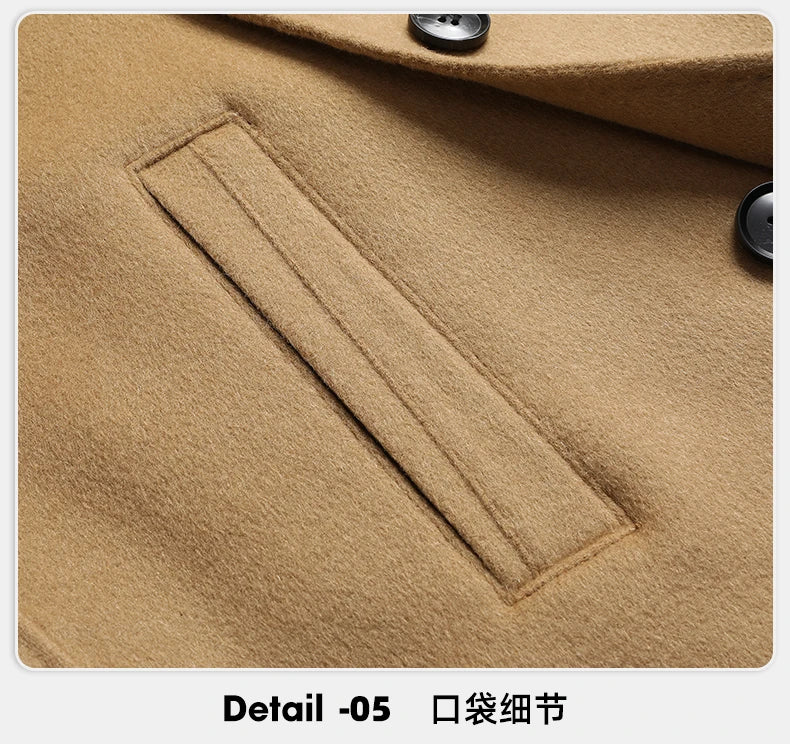 Abrigos largos de lana para hombre, colección otoño-invierno 2025, estilo business casual, color liso, abrigo exterior 100% lana, chaqueta cortavientos