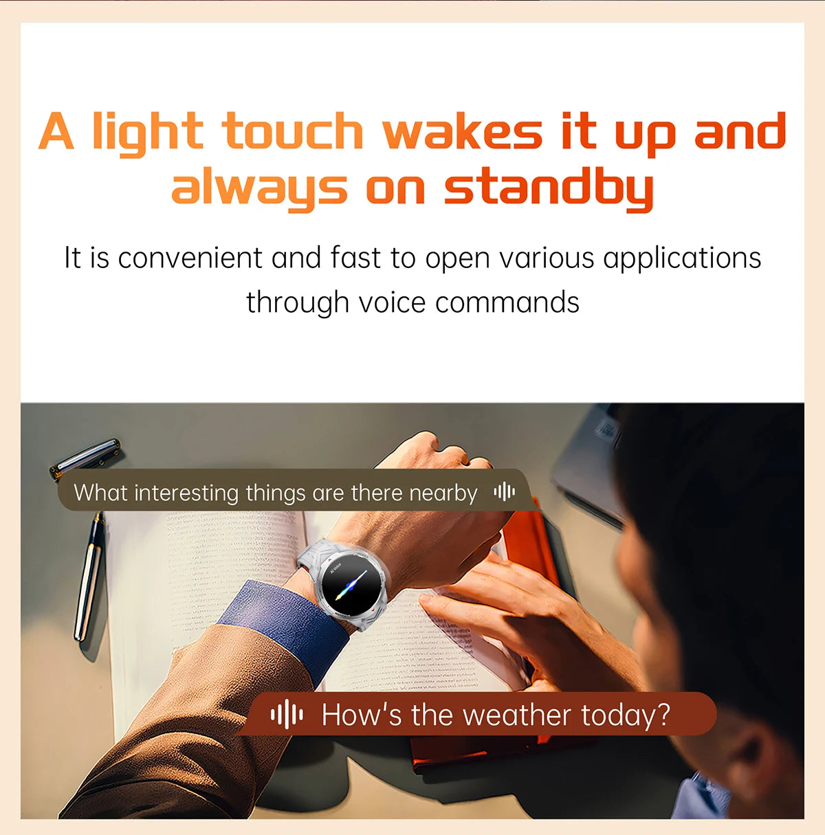 Reloj inteligente deportivo para exteriores para hombre, con batería grande de 1100 mAh, brújula, linterna LED, control del ritmo cardíaco, compatible con Android e iOS.