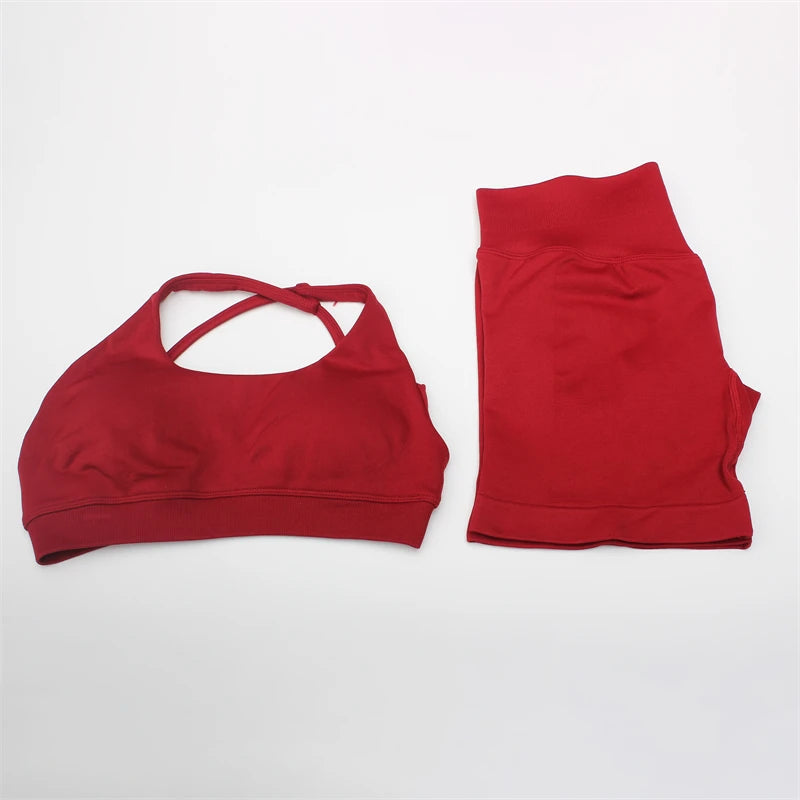 Women's Electric Blue Blossom High Stretch Top Sports Bra Shorts Set Comfortable Gym Workout Yoga Active Wear Impact Outfit