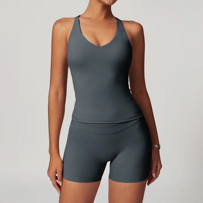 SWELTERING Conjunto de 2 piezas de ropa deportiva para mujer, conjunto de yoga, ropa deportiva para gimnasio, trajes de yoga, conjunto de fitness, chándales, sujetador deportivo, leggings para gimnasio