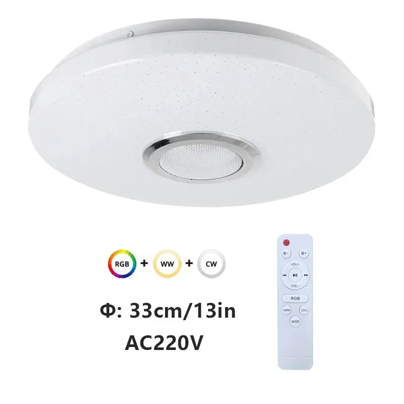 Lámparas de techo modernas RGB con atenuación, iluminación para el hogar mediante aplicación, Bluetooth y música, 52 W (36 W), luces de techo inteligentes con control remoto, 220 V CA