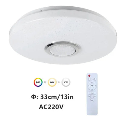 Lámparas de techo modernas RGB con atenuación, iluminación para el hogar mediante aplicación, Bluetooth y música, 52 W (36 W), luces de techo inteligentes con control remoto, 220 V CA