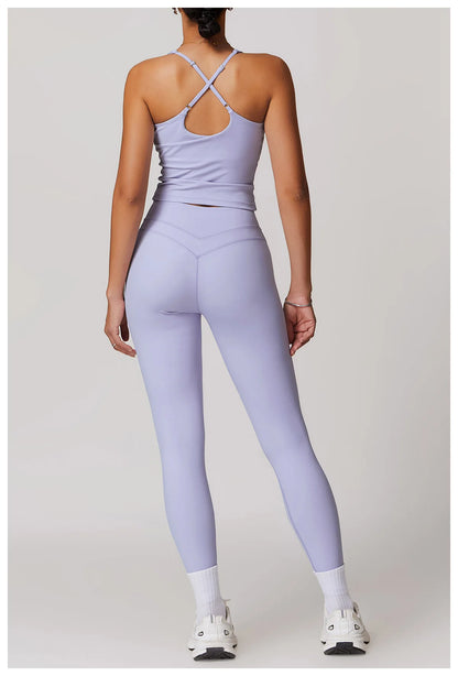SWELTERING Conjunto de 2 piezas de ropa deportiva para mujer, conjunto de yoga, ropa deportiva para gimnasio, trajes de yoga, conjunto de fitness, chándales, sujetador deportivo, leggings para gimnasio