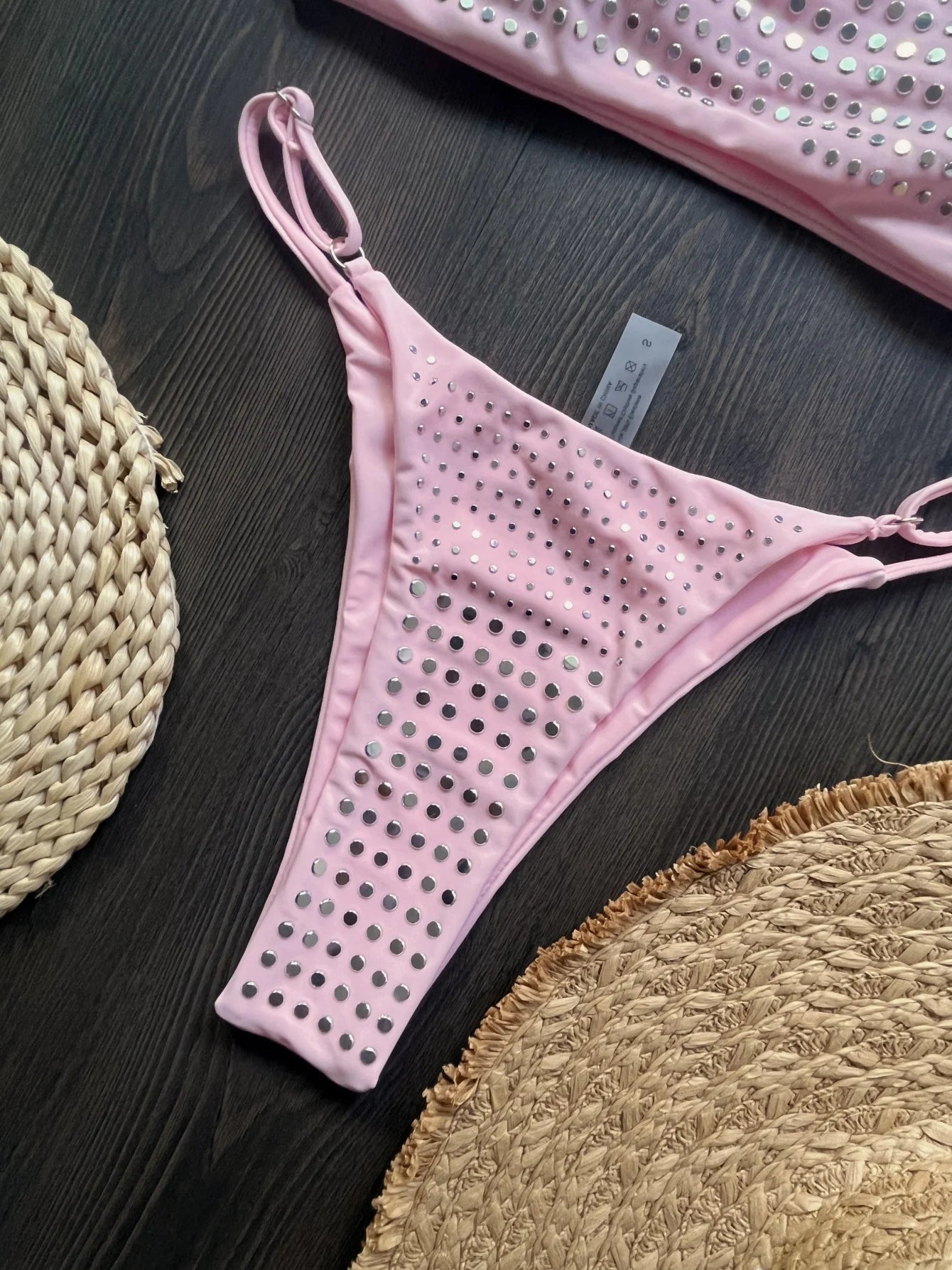 Bikini de diamantes 2025, bañador sexy para mujer, bikini bandeau con efecto push up, bañador femenino brillante, traje de baño floral, ropa de playa
