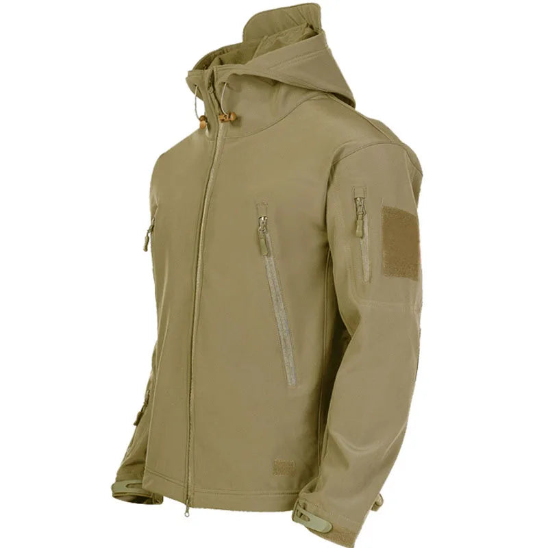 Chaquetas militares de piel de tiburón, de caparazón blando, para hombre, tácticas, a prueba de viento, impermeables, de combate, con capucha.