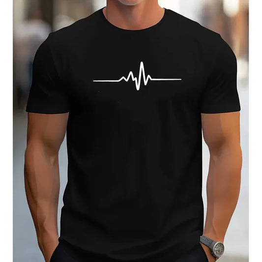 Camiseta deportiva informal de manga corta con cuello redondo y estampado gráfico creativo de talla holgada de verano 100 % algodón para hombre 2025