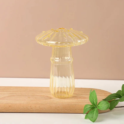 Jarrón de cristal transparente con forma de hongo, botella para aromaterapia, jarrón pequeño para el hogar, maceta hidropónica, decoración de mesa sencilla, decoración del hogar