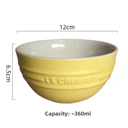 Cuenco de porcelana esmaltada de colores fríos Le Creuset, cuenco de arroz, cuenco para sopa con cara de arcoíris, cuenco francés con diseño de mono redondo para uso doméstico