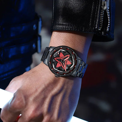 Reloj de cuarzo con esfera giratoria caleidoscopio Sharingan, esfera de anime japonés 3D, reloj de marca superior de lujo, resistente al agua, reloj de moda para hombre.