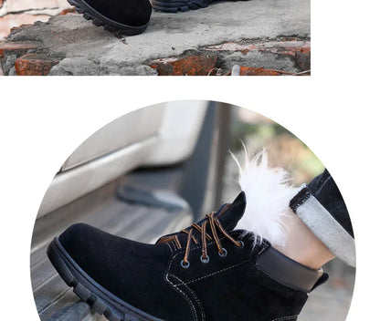 Snow Boots Men's Winter Fur Integrated Men's Shoes Fleece Thickened Warm Labor Insurance Shoes