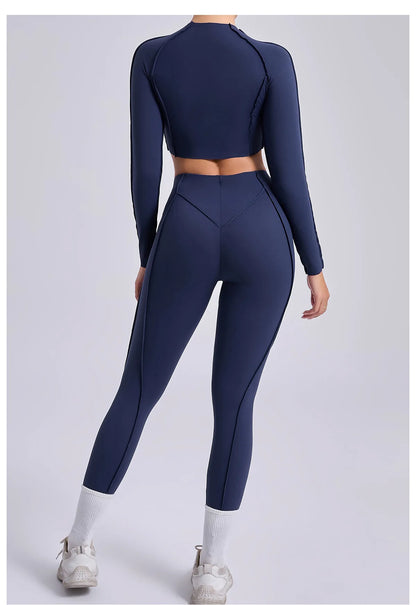 Yoga Set Workout Tracksuits 2 Pieces Gym Clothes Sportswear Yoga Suits For Women Fitness Set Sports Long Sleeved Gym Leggings