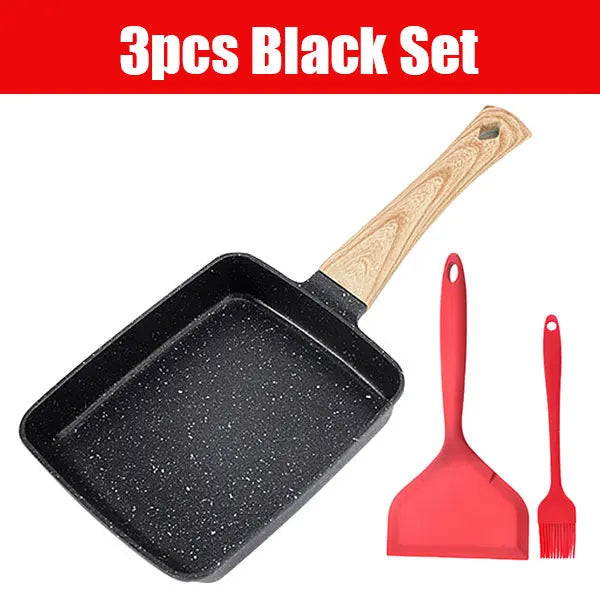 Sartén antiadherente para tamagoyaki, tortilla japonesa, huevos, rectangular, con mango desmontable anti-escaldaduras, apta para todo tipo de estufas.