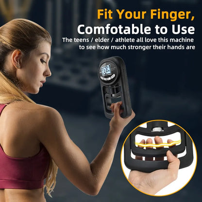 Dinamómetro digital de mano de 120 kg/265 lb con pantalla LCD y USB para entrenamiento de potencia y deporte.