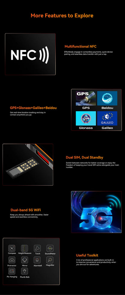 Teléfono resistente Blackview OSCAL Marine 2, 8 GB de RAM, 256 GB de almacenamiento, smartphone con IA, batería de 11000 mAh, pantalla HD+ de 6,56", procesador Unisoc T61, Android 15 y NFC.