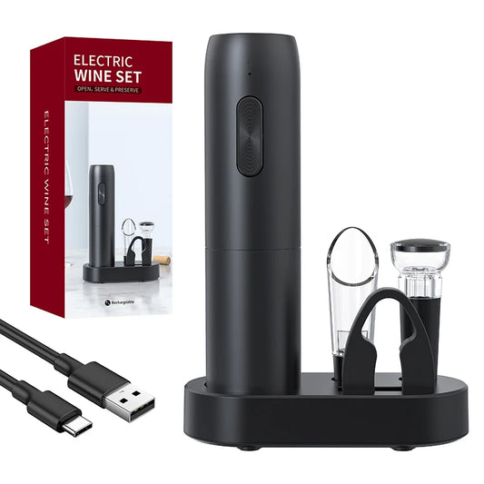 Abridor de botellas de vino eléctrico, sacacorchos automático para vino tinto con base de carga o batería, herramientas para vino, productos de cocina