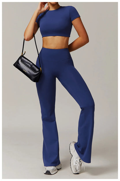 Women's Tracksuit 2PCS Yoga Sets Sportswear Workout Fitness Long Sleeved Sports Bra High Waist Leggings Gym Clothing Sports Suit