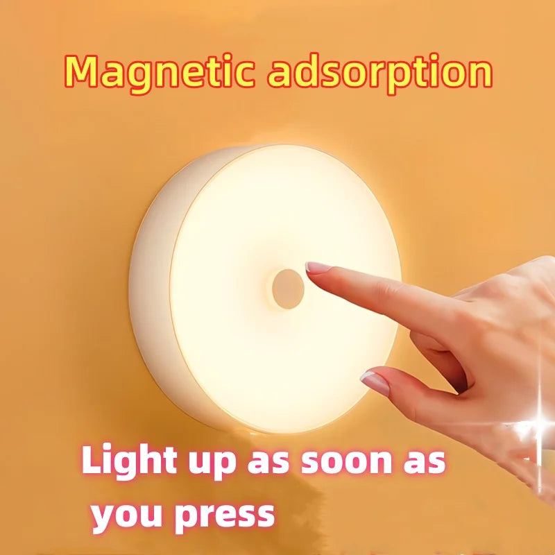 Lámpara de noche LED portátil redonda, recargable por USB, con sensor táctil y sensor de ahorro de energía. Recargable por USB. Ideal para pasillos, habitaciones y dormitorios.