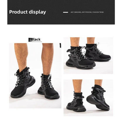 Tall Men's Anti Smashing and Anti Piercing Steel Toe Protective Safety Shoes Lightweight and Breathable Wear Resistant Durable
