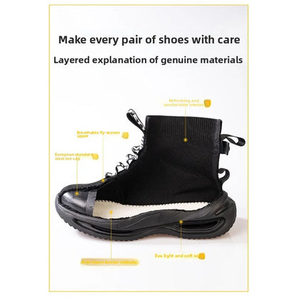 Tall Men's Anti Smashing and Anti Piercing Steel Toe Protective Safety Shoes Lightweight and Breathable Wear Resistant Durable