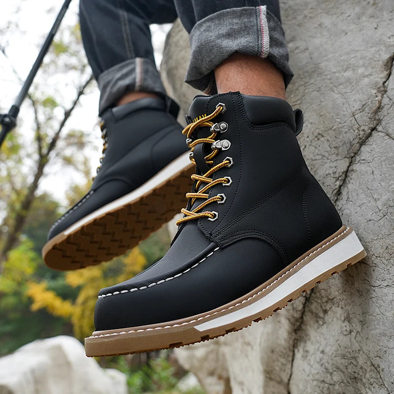 Botas de trabajo para hombre, con puntera de acero, puntera blanda, impermeables, antideslizantes, antiperforación, resistentes al deslizamiento, botas de seguridad para el trabajo.