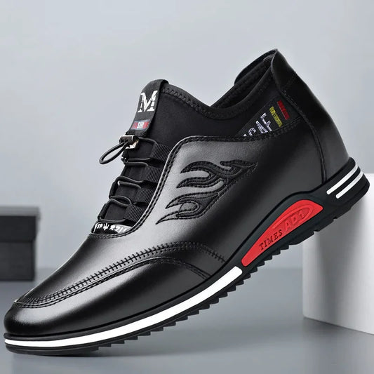 Zapatillas deportivas informales de moda para hombre, con aumento de altura invisible de 6 a 8 cm, de cuero auténtico, para verano.