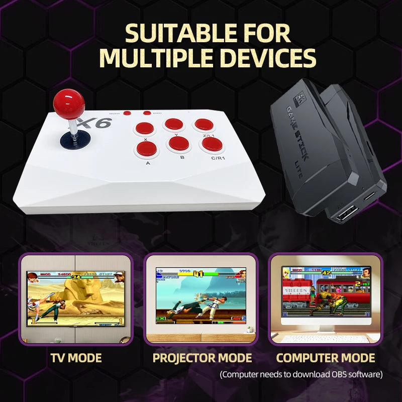 Consola de videojuegos arcade VILCORN 4K TV Game Stick con doble joystick arcade para juegos MAME/Sega/PS1/Atari, regalo para niños