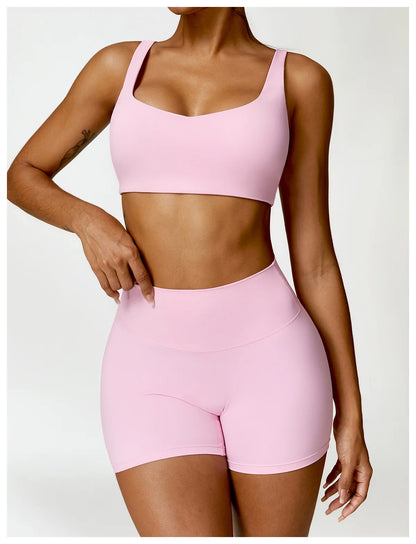Conjunto de chándal de yoga para mujer, 2 piezas, ropa deportiva para entrenamiento, ropa deportiva, leggings de gimnasio, sujetador de fitness, top corto, trajes deportivos de manga larga