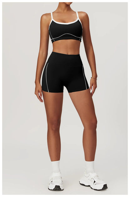 Conjunto deportivo de yoga FUBEIKE para mujer, de verano, color nude, ajustado, con espalda descubierta, ideal para gimnasio, ropa deportiva para mujer, para correr al aire libre.