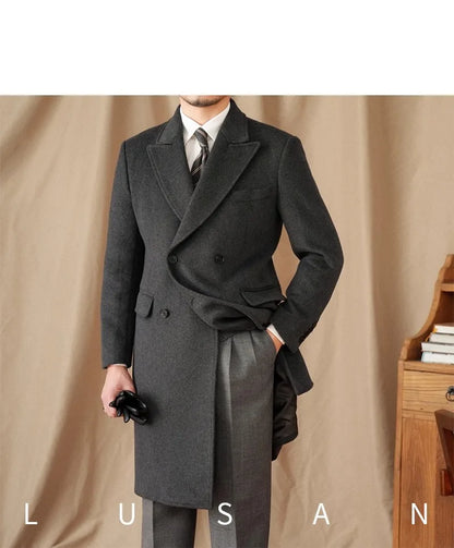 Abrigo Chester de lana 50% para hombre - 800 g. Chaqueta de campo retro cruzada de otoño/invierno.